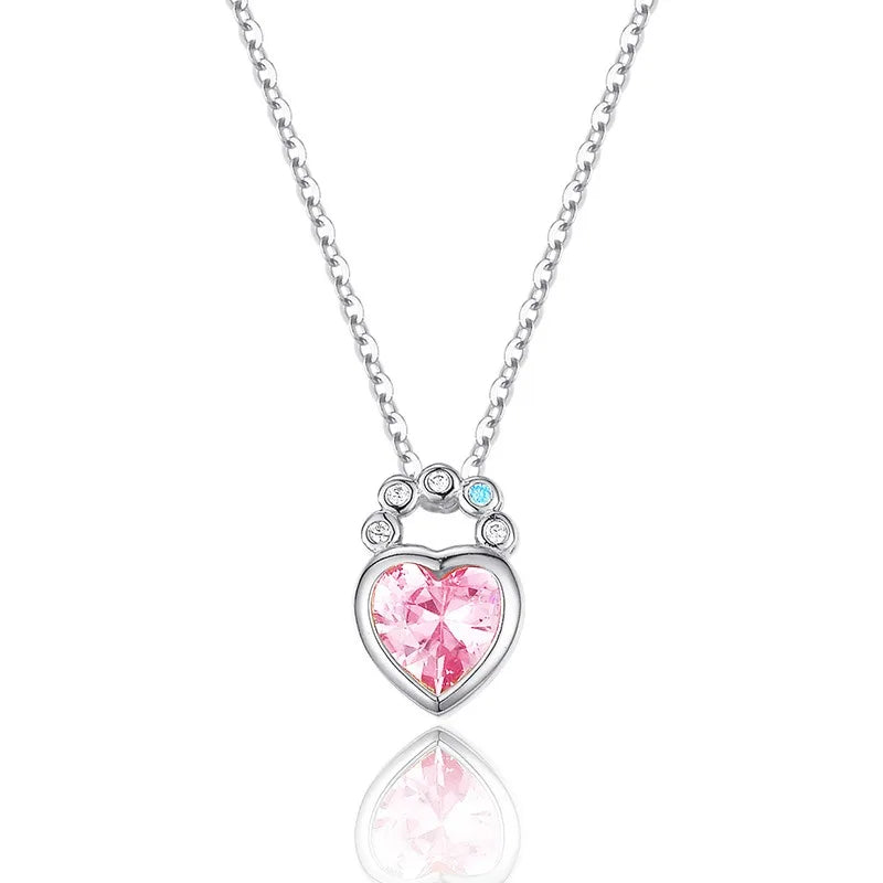 Collar Candado Corazón con Zirconias