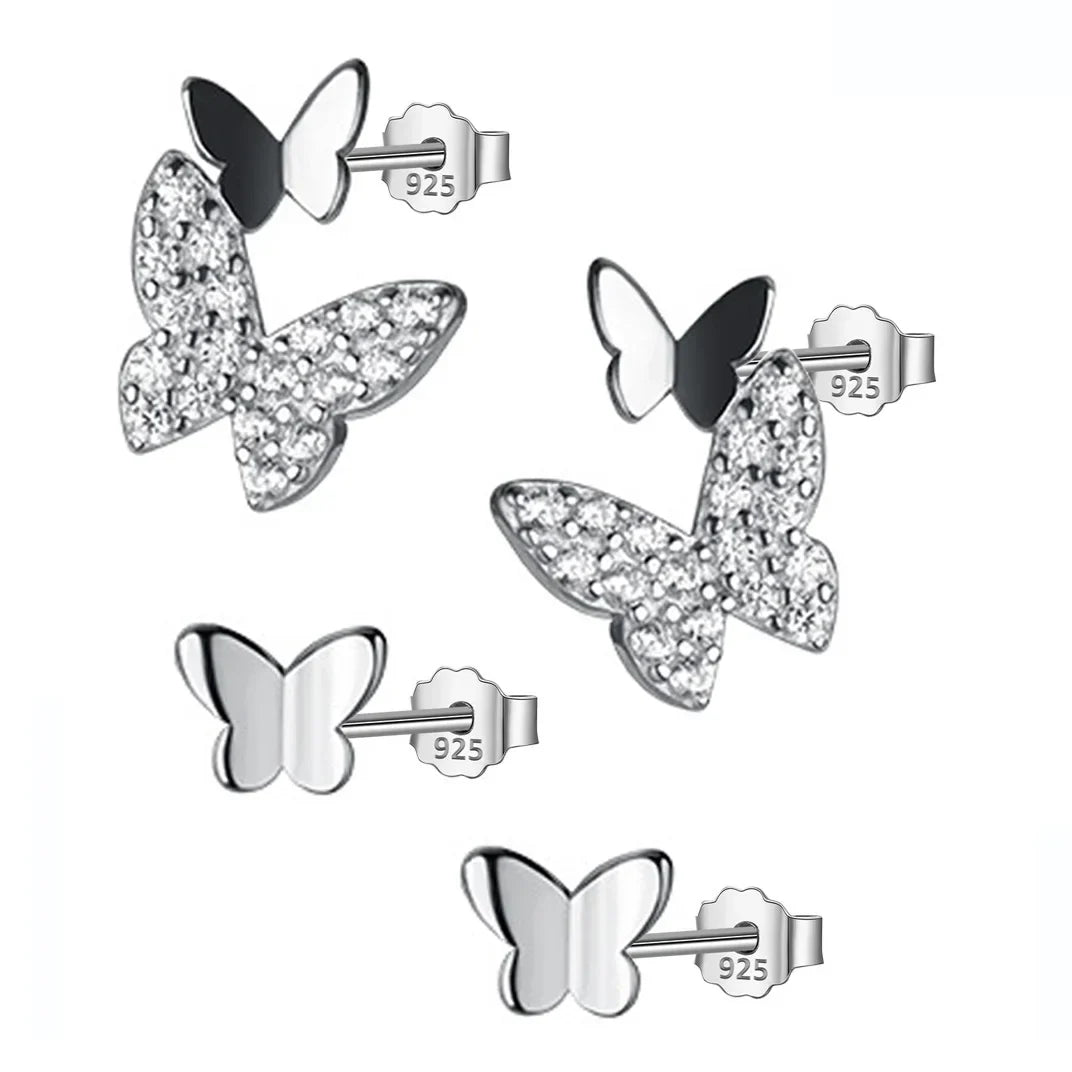 Aretes Mariposa con Zirconias en Dos Modelos