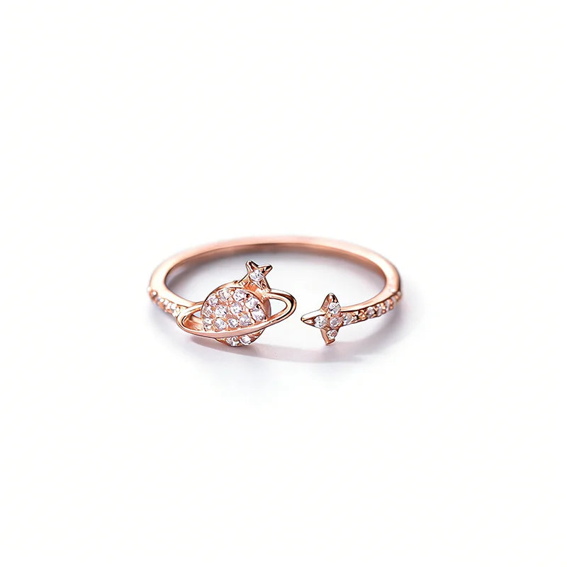 Anillo Abierto Planeta con Zirconias