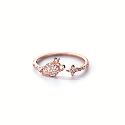 Anillo Abierto Planeta con Zirconias