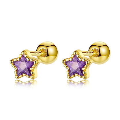 Aretes Zirconia de Color en Cuatro Formas con Rosca