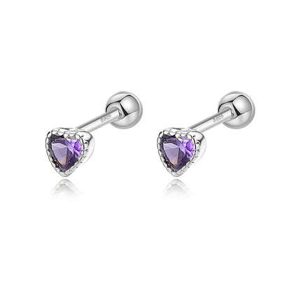 Aretes Zirconia de Color en Cuatro Formas con Rosca