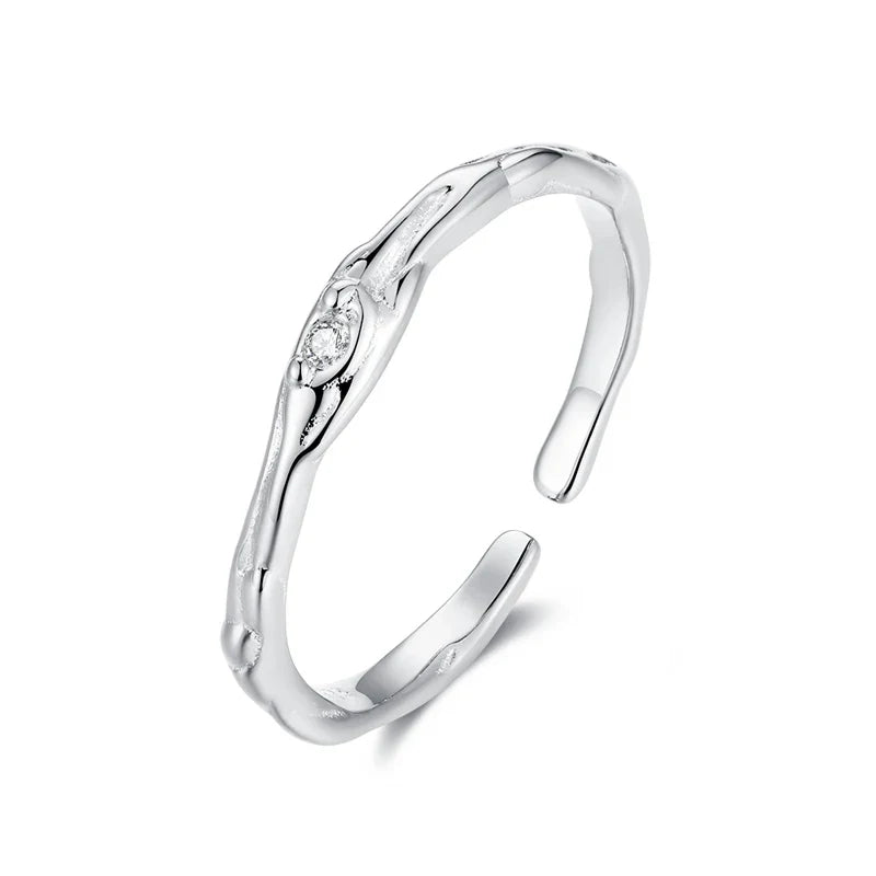 Anillo Zirconia Azul o Blanca Abierto
