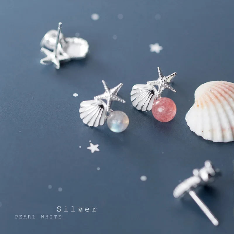 Aretes Asimétricos Estrella de Mar y Concha