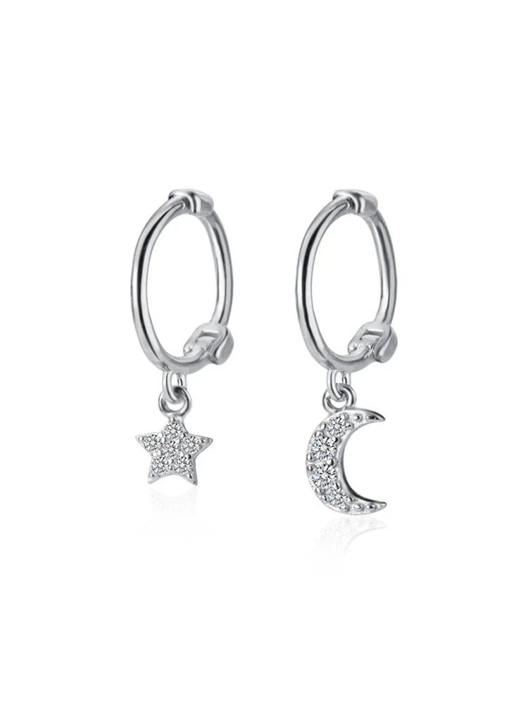 Arracadas con Dijes de Luna y Estrella