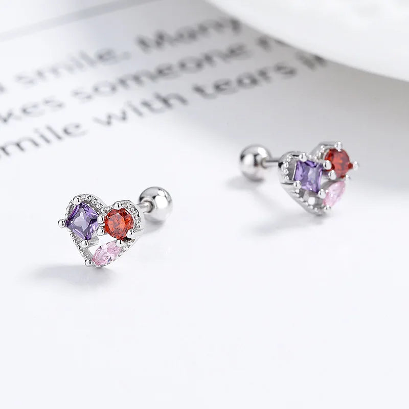 Aretes Corazón de Color