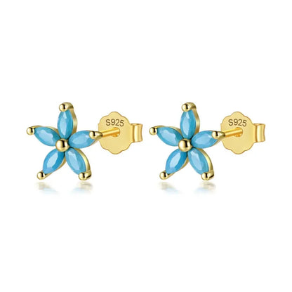 Aretes Flor con Zirconias de Color