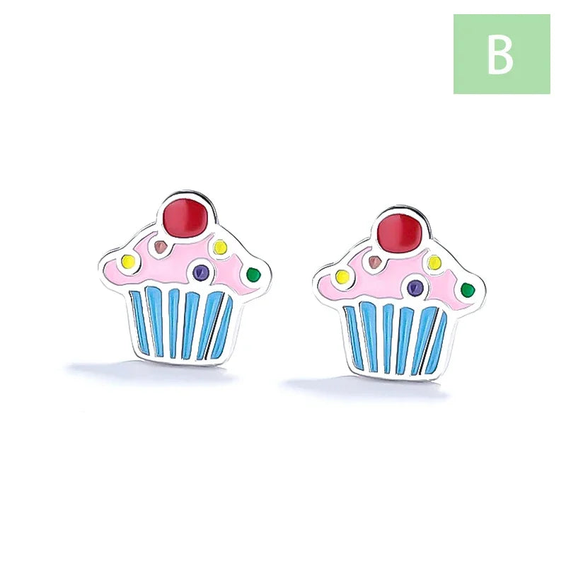 Aretes Esmaltados Pastelito, Panda y Libélula