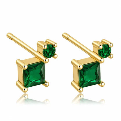 Aretes con Zirconias de Colores Apiladas
