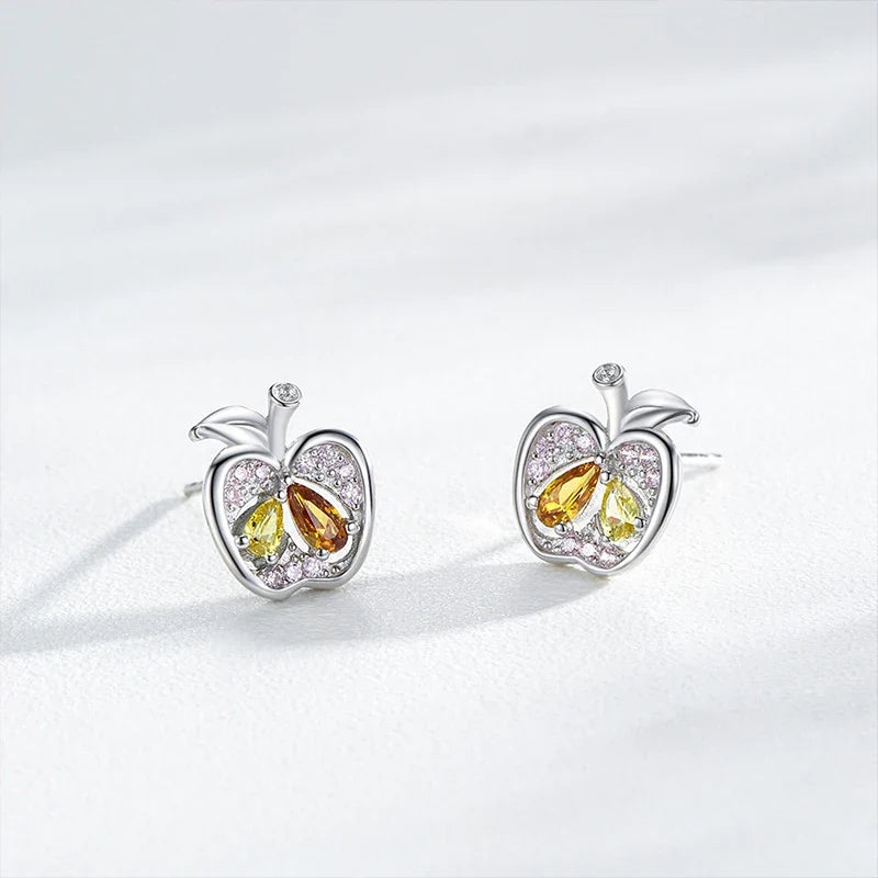 Aretes Manzana con Zirconias de Colores