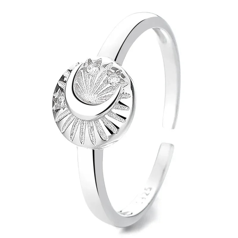 Anillo Abierto Sol y Luna con Zirconias