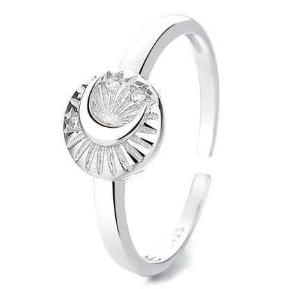 Anillo Abierto Sol y Luna con Zirconias