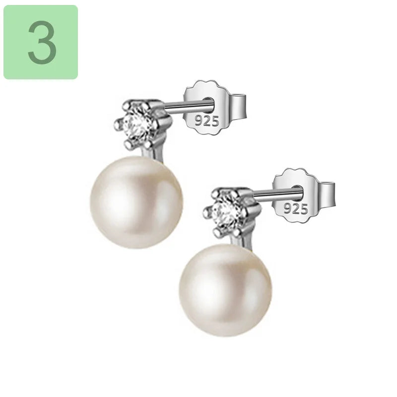 Aretes Perla con Zirconias en Cuatro Estilos