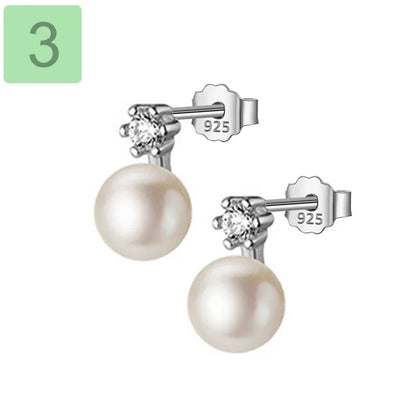 Aretes Perla con Zirconias en Cuatro Estilos