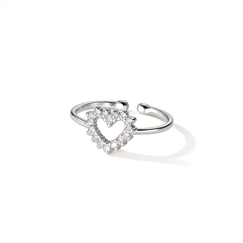 Anillo Abierto Corazón con Zirconias