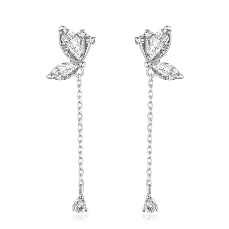 Aretes Mariposa con Cadena Colgante