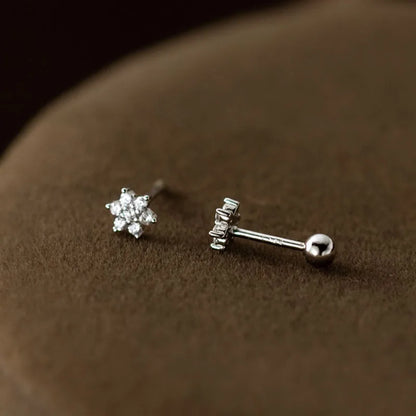 Aretes Flor de Botón con Zirconias