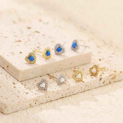 Aretes Corazón de Ópalo con Zirconias