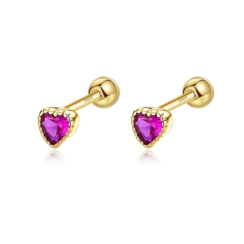 Aretes Zirconia de Color en Cuatro Formas con Rosca