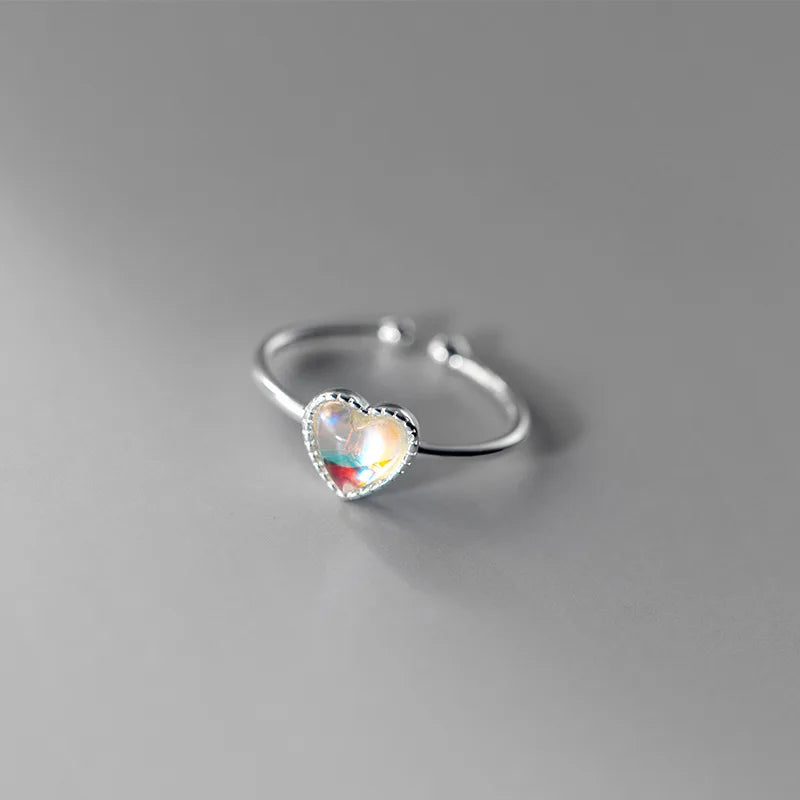 Anillo Abierto Corazón Esmaltado en Degradado