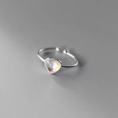 Anillo Abierto Corazón Esmaltado en Degradado