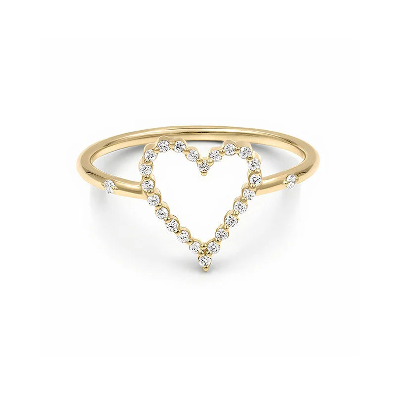 Anillo Corazón Calado con Zirconias