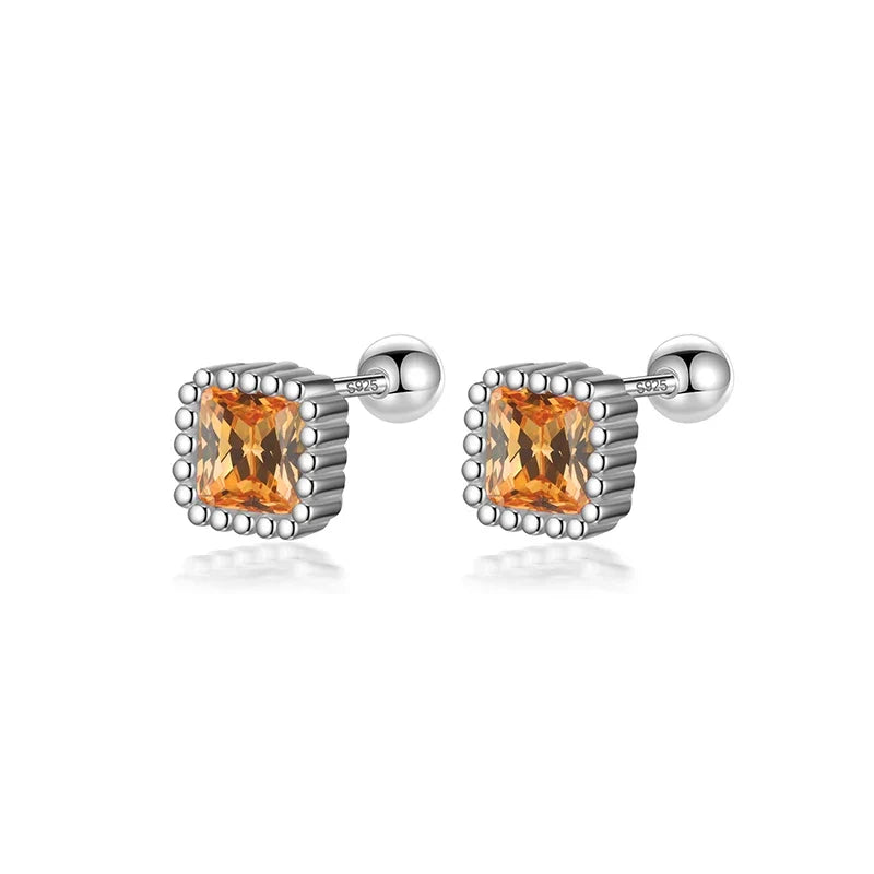 Aretes Cuadrados de Zirconia de Color