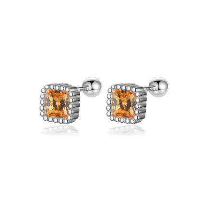 Aretes Cuadrados de Zirconia de Color