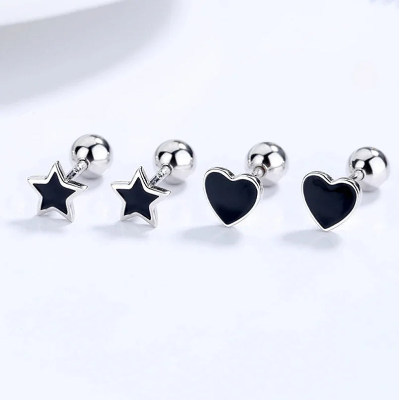 Aretes Bolita con Corazón o Estrella
