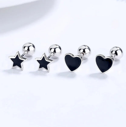 Aretes Bolita con Corazón o Estrella