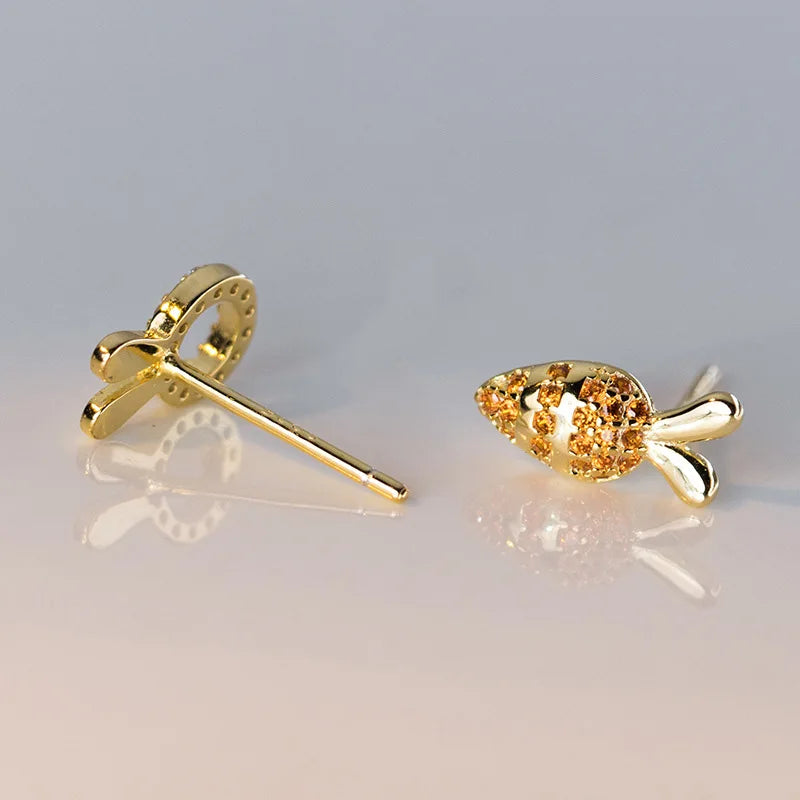 Aretes Conejito y Zanahoria en Plateado o Dorado