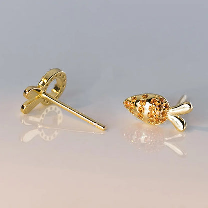 Aretes Conejito y Zanahoria en Plateado o Dorado