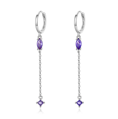 Arracadas con Borla de Cadenas y Zirconia de Color