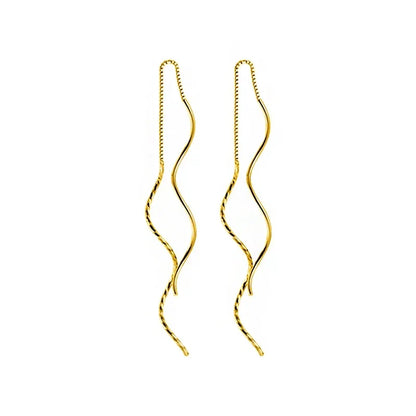Aretes Largos de Ondas con Bolitas