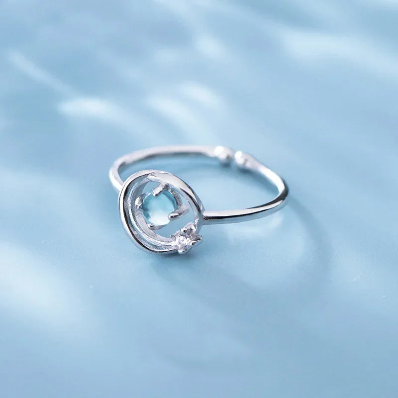Anillo, Collar o Aretes de Cristal Azul