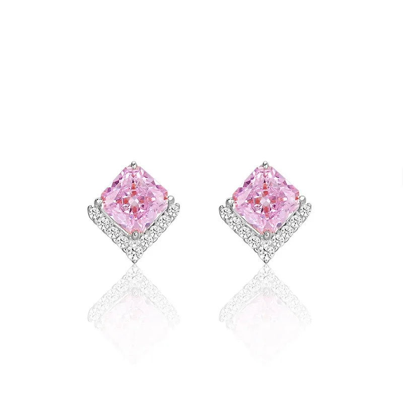 Aretes Botón Zirconia Cuadrada II