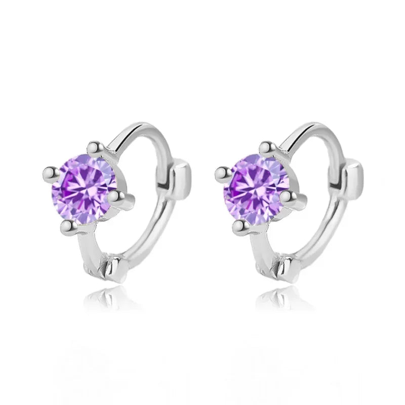 Arracadas Brillantes en Blanco, Fucsia o Morado