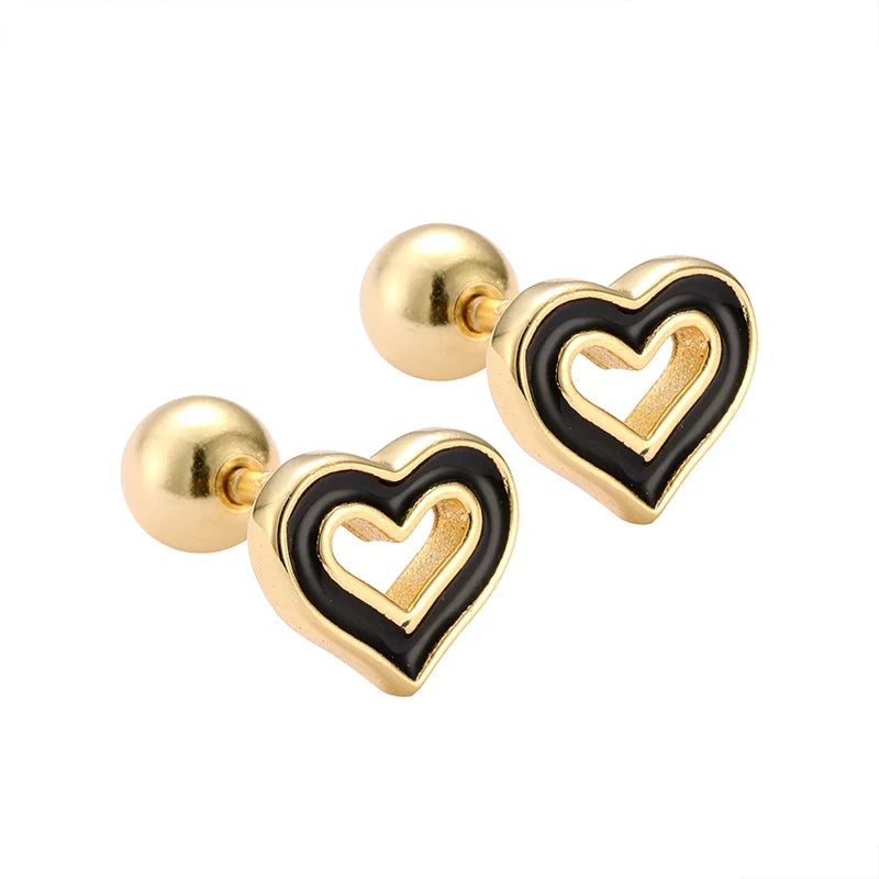 Aretes Corazón Calado de Color