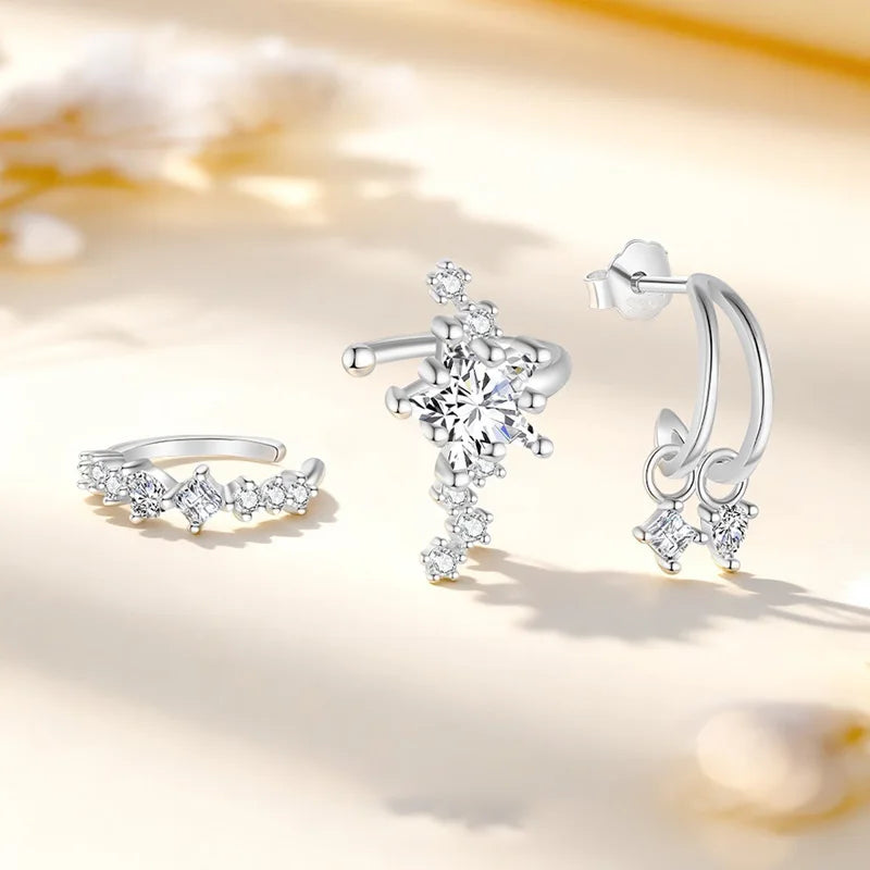 Arete de Clip Luna y Estrella con Zirconias
