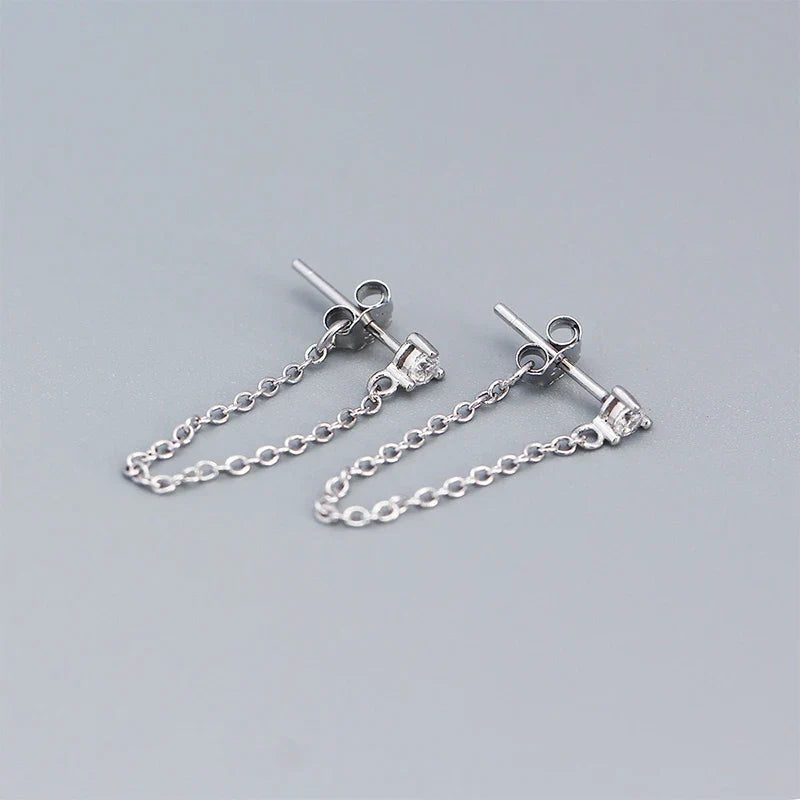 Aretes de Hilo con Zirconias de Colores