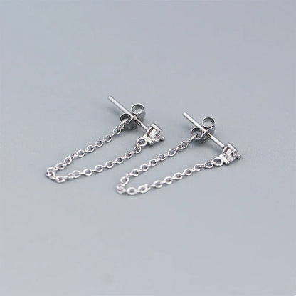 Aretes de Hilo con Zirconias de Colores