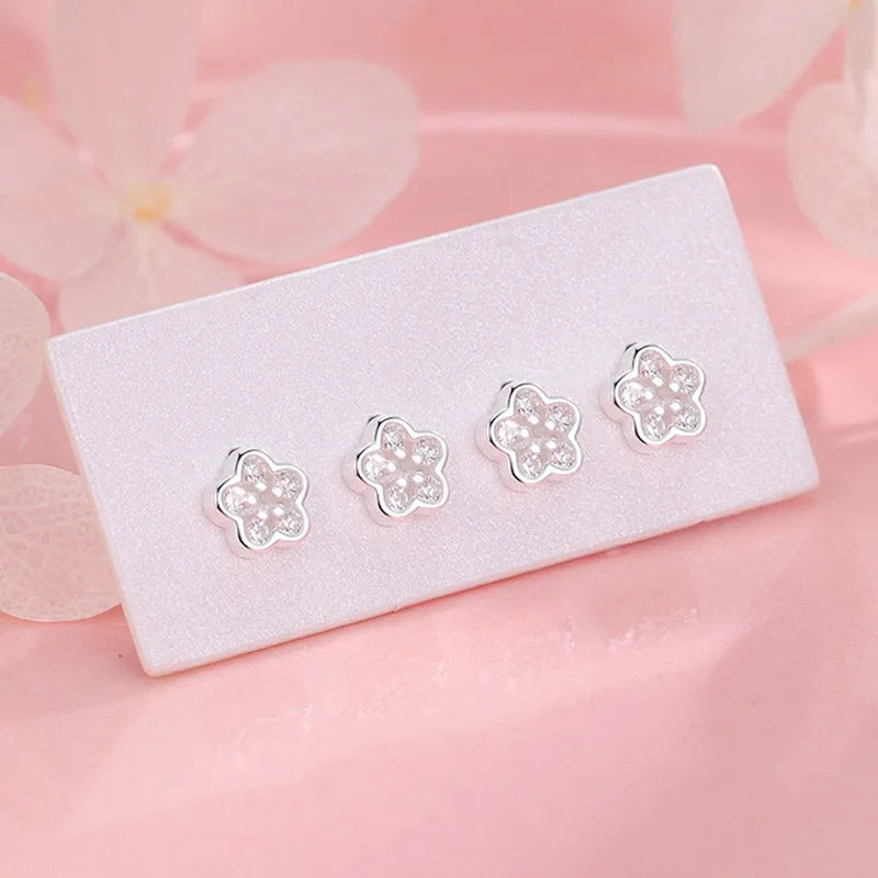 Aretes Flor con Zirconias en Dos Modelos