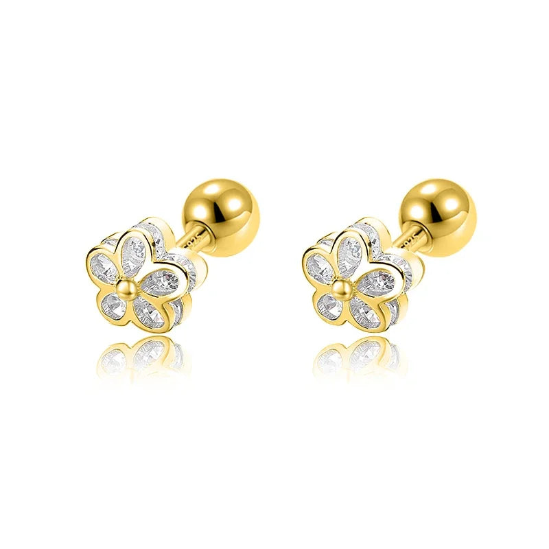Aretes Flor Brillante con Zirconias