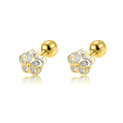 Aretes Flor Brillante con Zirconias