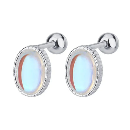 Aretes Ovalados con Piedra de Luna