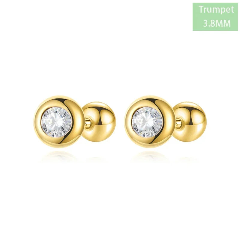 Aretes Solitario Redondo de Zirconia