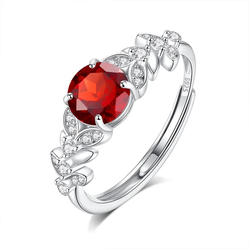 Anillo Ajustable Hoja con Cristal Natural
