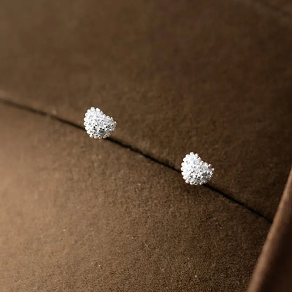 Aretes Corazón de Zirconia Plateados