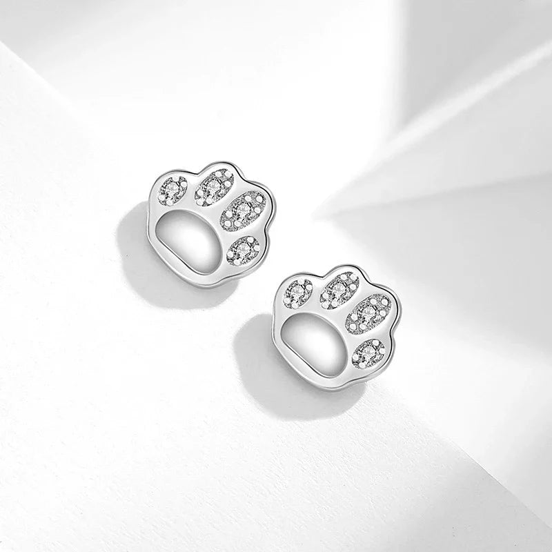 Aretes Huellita de Gato en Plateado o Dorado