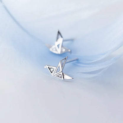 Aretes Grulla de Papel con Zirconia